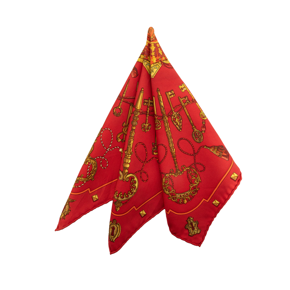 Pre-Loved Hermes Les Cles Silk Handkerchief